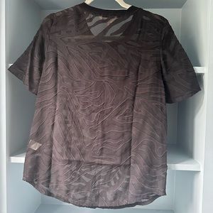 Rebecca Taylor semi sheer striped black top